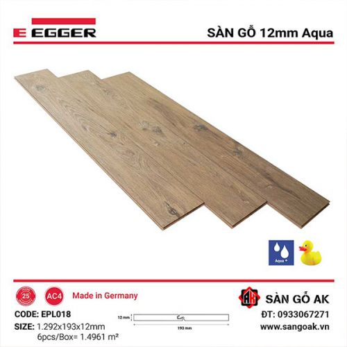 Sàn Gỗ Công Nghiệp Đức Egger Aqua 12mm EPL018