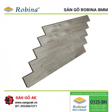 Sàn Gỗ Công Nghiệp Malaysia Robina 8mm O125-BN Bản Nhỏ