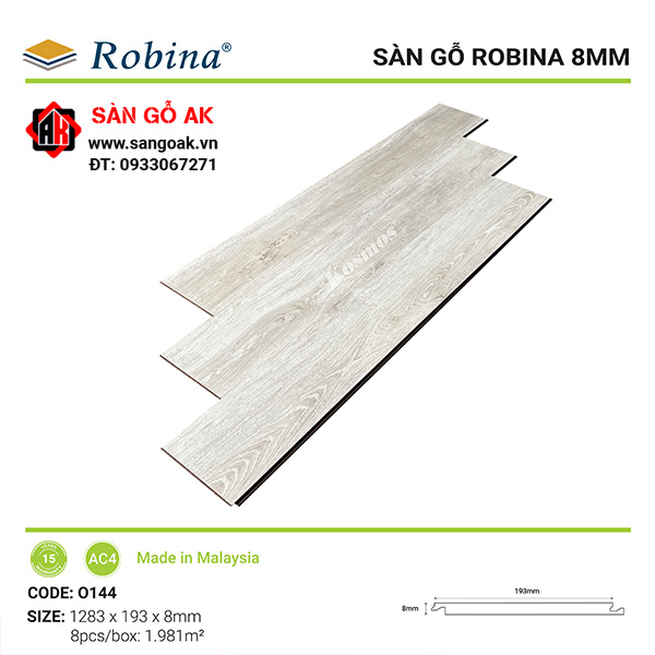 Sàn gỗ công nghiệp Malaysia Robina dày 8mm O144