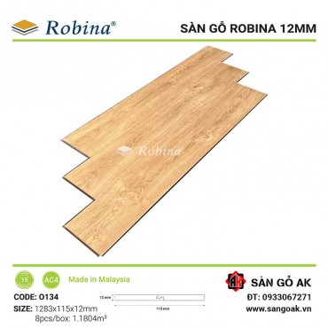 Sàn Gỗ Công Nghiệp Malaysia Robina 12mm O134 Bản Nhỏ