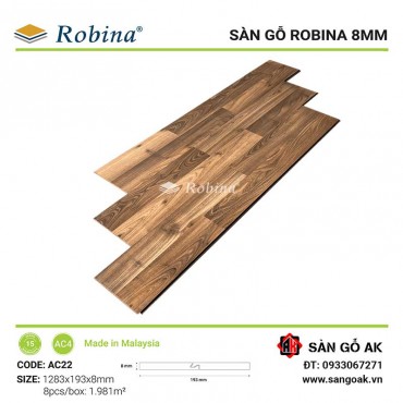 Sàn Gỗ Công Nghiệp Malaysia Robina 8mm AC22 Bản Lớn