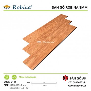 Sàn Gỗ Công Nghiệp Malaysia Robina 8mm O111 Bản Lớn