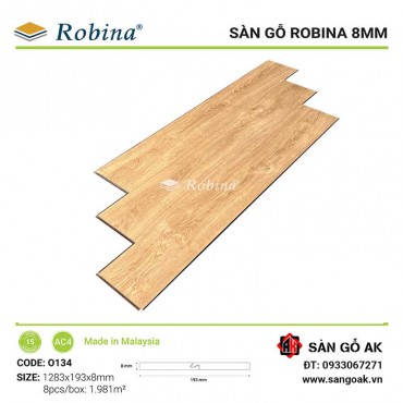 Sàn Gỗ Công Nghiệp Malaysia Robina 8mm O134 Bản Lớn