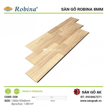 Sàn Gỗ Công Nghiệp Malaysia Robina 8mm O28 Bản Lớn