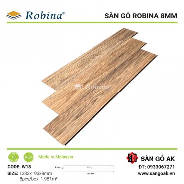 Sàn Gỗ Công Nghiệp Malaysia Robina 8mm W18 Bản Lớn