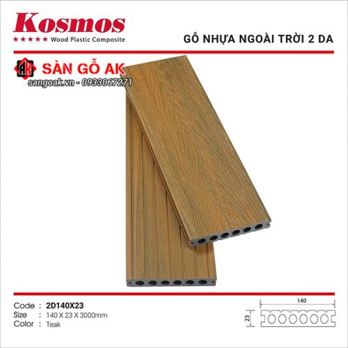 Sàn gỗ nhựa ngoài trời 2 da Kosmos 2D140X23 Teak