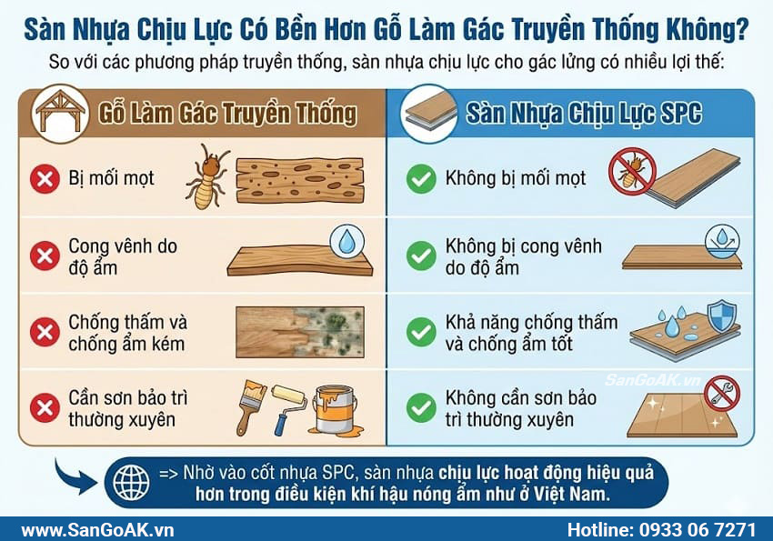Sàn Nhựa Chịu Lực Có Bền Hơn Gỗ Làm Gác Truyền Thống Không?