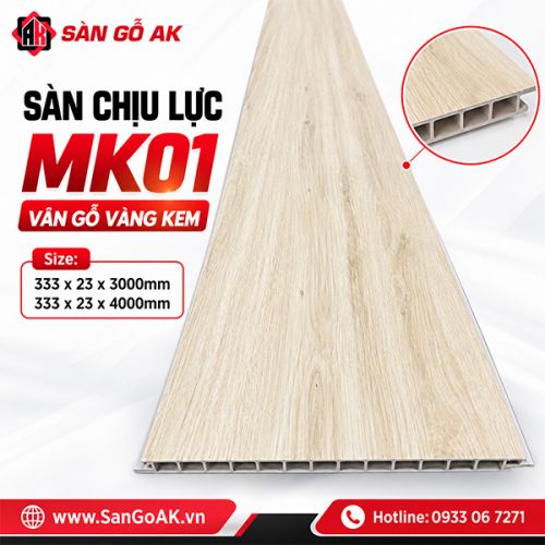 Sàn nhựa chịu lực gác lửng MK01 vân gỗ vàng kem