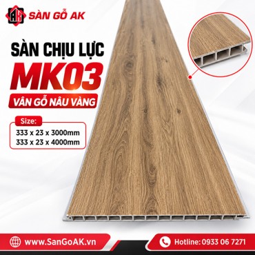 Sàn nhựa chịu lực gác lửng MK03 vân gỗ nâu vàng