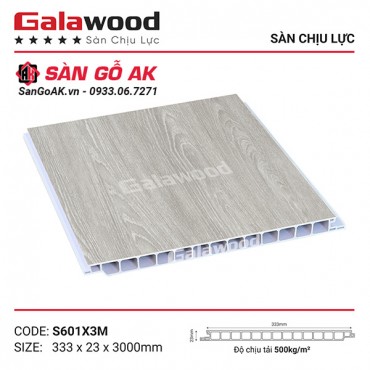 Sàn nhựa chịu lực vân gỗ xám Galawood S601