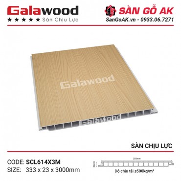 Sàn nhựa chịu lực gác lửng Galawood SCL614 vân gỗ vàng sồi