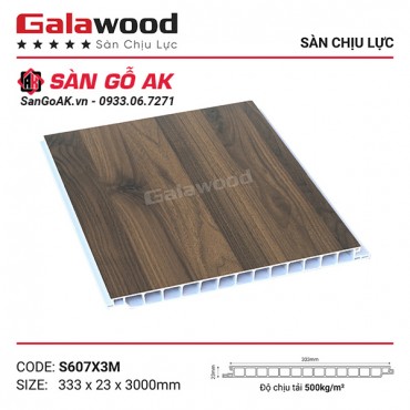 Sàn nhựa chịu lực vân gỗ nâu vàng Galawood S607