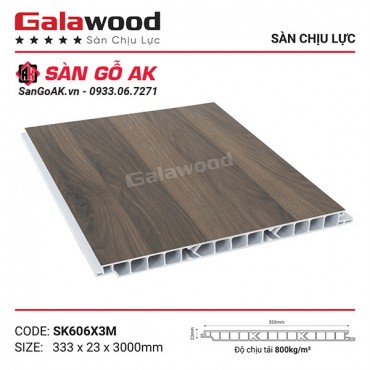 Sàn nhựa chịu lực gác lửng Galawood SK606 vân gỗ nâu wanult