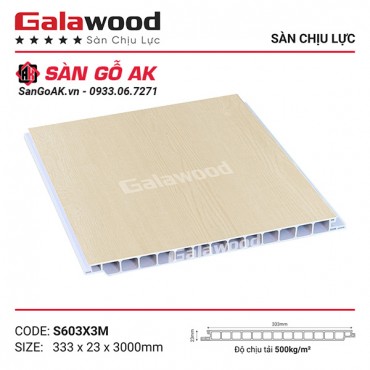 Sàn nhựa chịu lực vân gỗ sồi vàng nhạt Galawood S603