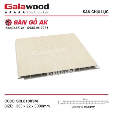 Sàn nhựa chịu lực gác lửng Galawood SCL610 vân gỗ sồi vàng nhạt