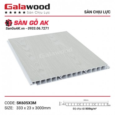 Sàn nhựa chịu lực gác lửng Galawood SK605 vân gỗ trắng ngà