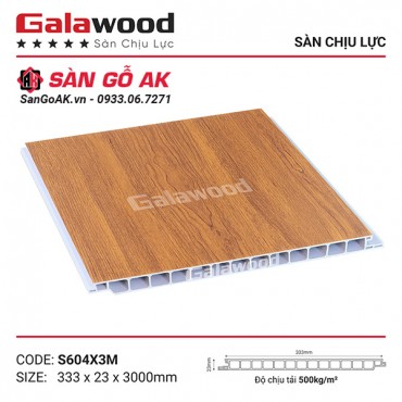 Sàn nhựa chịu lực vân gỗ vàng cam Galawood S604