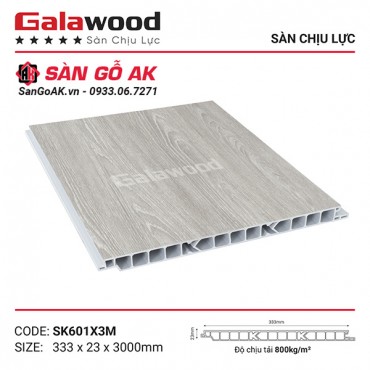 Sàn nhựa chịu lực gác lửng Galawood SK601 vân gỗ xám