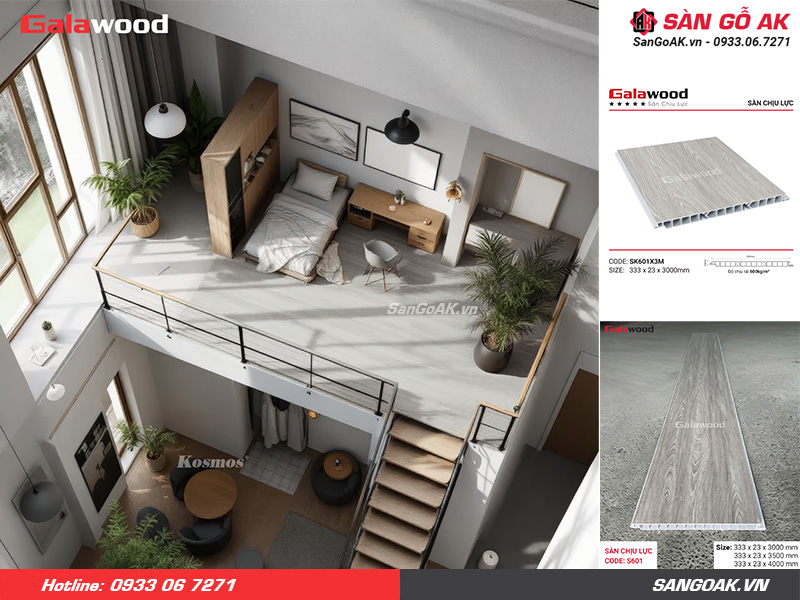 Mẫu sàn chịu lực vân gỗ xám tinh tế