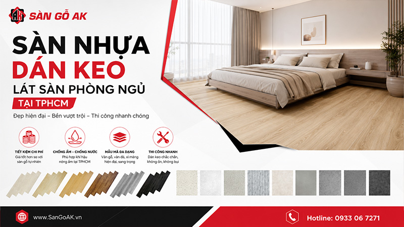 Sàn nhựa dán keo trang trí phòng ngủ tại TPHCM