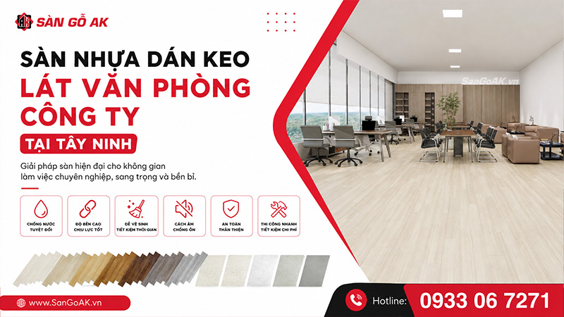 Sàn nhựa dán keo lát văn phòng công ty tại Tây Ninh
