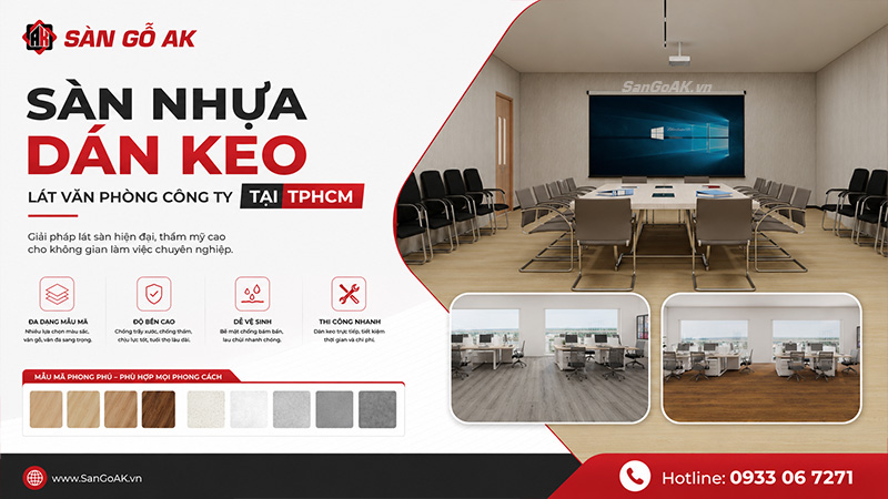 Sàn nhựa dán keo lát văn phòng công ty tại TPHCM