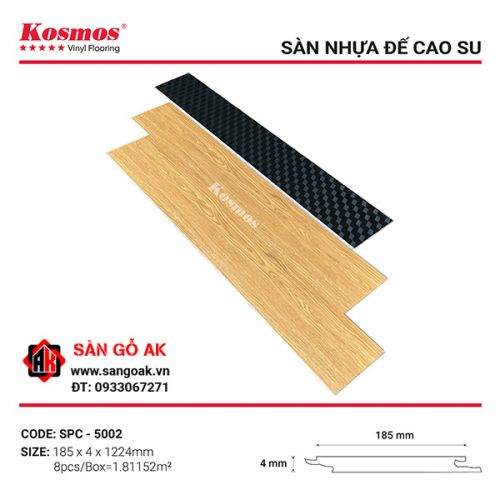 Sàn Nhựa Hèm Khóa Đế Cao Su 4mm Kosmos SPC5002