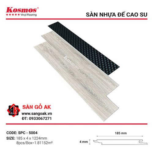 Sàn Nhựa Hèm Khóa Đế Cao Su 4mm Kosmos SPC5004