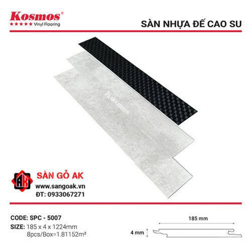Sàn Nhựa Hèm Khóa Đế Cao Su 4mm Kosmos SPC5007