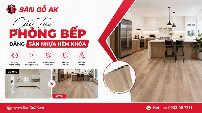 Sàn nhựa hèm khóa lát sàn phòng bếp tại TPHCM