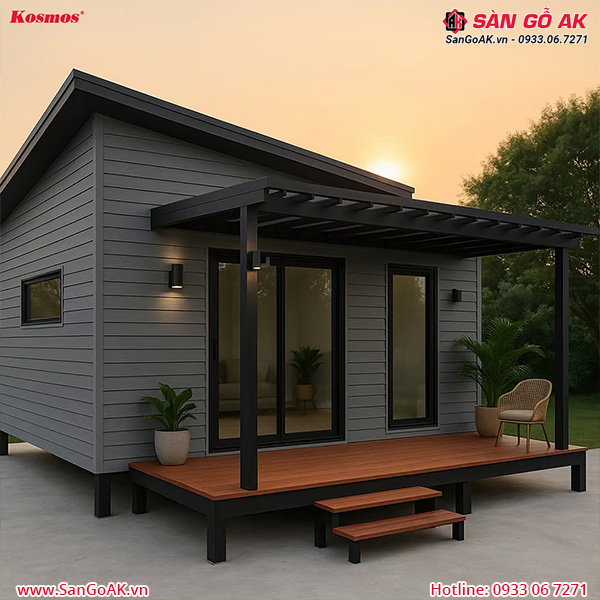 Sử dụng bộ đồng màu Panel và phụ kiện xám mờ trang trí nhà lắp ghép