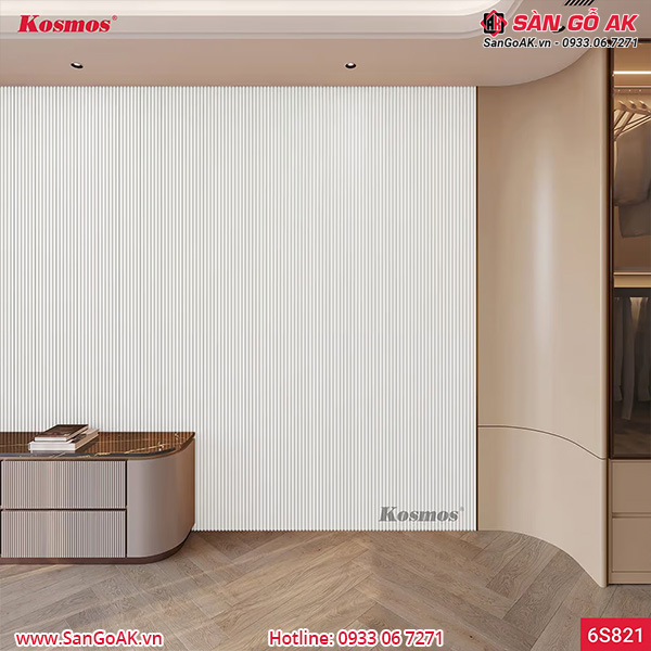 Ốp tường với lam sóng than tre vân giấy trắng 6S821