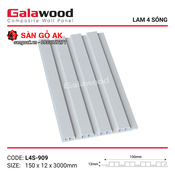 Lam sóng Galawood L4S-909 có thiết kế 4 sóng vân vải màu kem