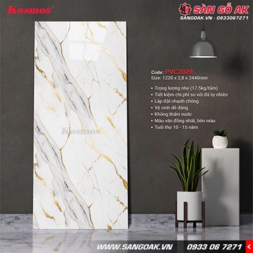 Tấm PVC vân đá Kosmos 2.8mm PVC2029 dát vàng