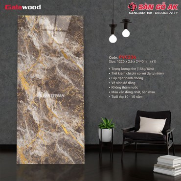 Tấm PVC vân đá Galawood 2.6mm PVC236 dát vàng