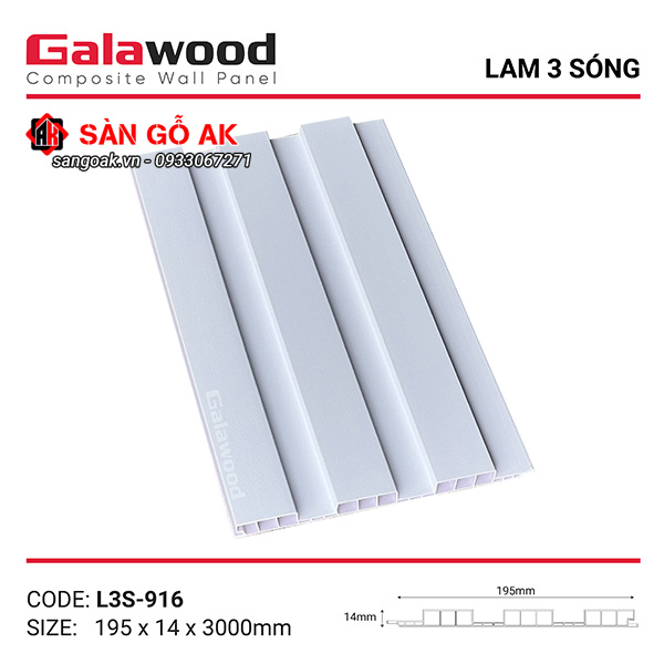 Lam sóng Galawood L3S-916 có thiết kế 3 sóng vân vải trắng