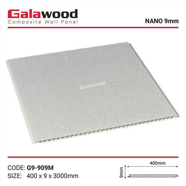 Tấm ốp Nano Galawood G9-909M vân vải màu trắng xám sang trọng, hiện đại