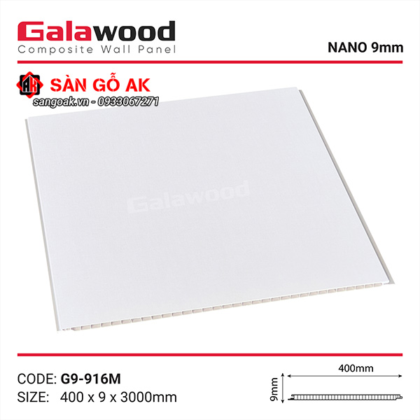 Tấm ốp Nano Galawood G9-916M màu trắng vân giấy nhẹ nhàng, tinh tế