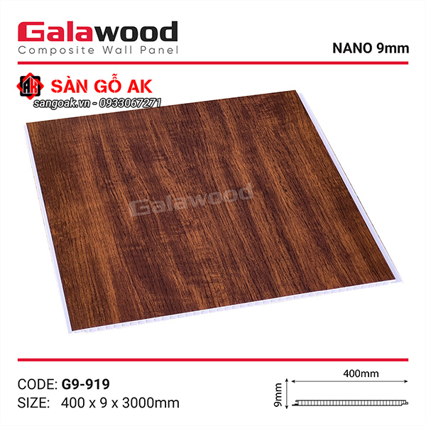 Tấm ốp Nano Galawood G9-919 vân gỗ nâu sang trọng, đẳng cấp