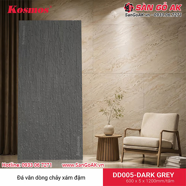 Diện mạo tấm ốp đá mềm Streamline Stone màu xám đậm DD005