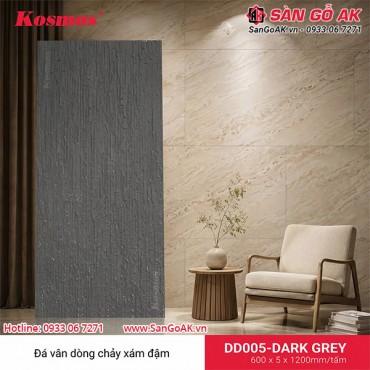 Tấm ốp đá dẻo Kosmos DD005-DARK GREY đá vân dòng chảy xám đậm