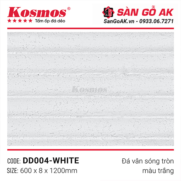 Bề mặt tấm ốp đá vân sóng tròn DD004-WHITE màu trắng