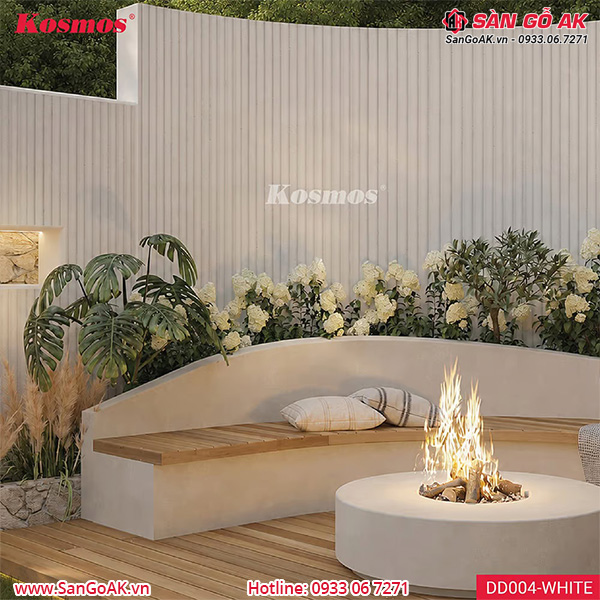 Vách trang trí ngoại thất ốp tấm đá vân sóng tròn DD004-WHITE