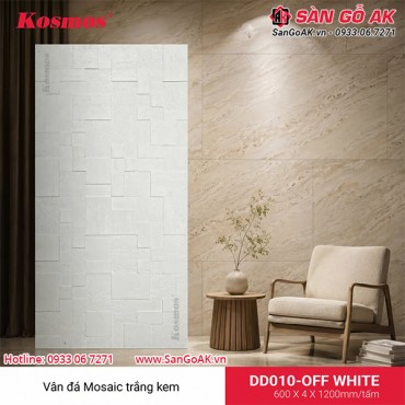Tấm ốp đá dẻo Kosmos DD010-OFF WHITE vân đá Mosaic trắng kem