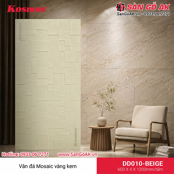 Mẫu tấm ốp vân đá Mosaic vàng kem DD010- BEIGE