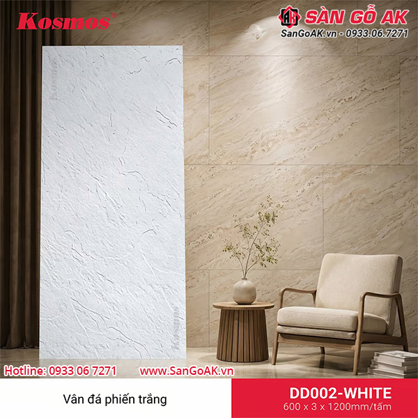 Mẫu tấm ốp đá dẻo vân đá phiến DD002-WHITE
