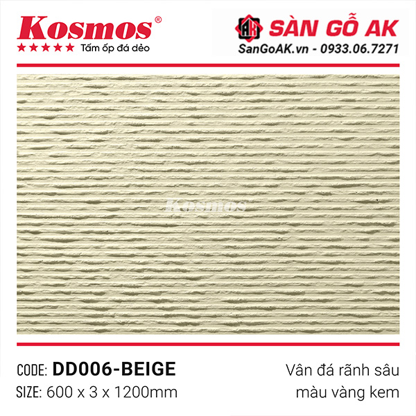 Bề mặt tấm ốp vân đá rãnh sâu DD006-BEIGE màu vàng kem