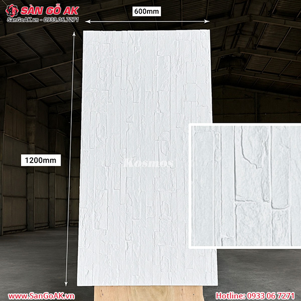Tấm ốp đá dẻo vân đá san hô trắng DD007-WHITE tại kho Sàn Gỗ AK