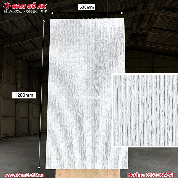 Tấm ốp đá dẻo vân đá xẻ trắng DD008-WHITE tại kho Sàn Gỗ AK