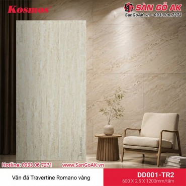 Tấm ốp đá dẻo Kosmos DD001-TR2 vân đá Travertine Romano vàng
